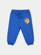 Pantalone azzurro per neonato con iconica tigre,Kenzo Kids,K60145 878